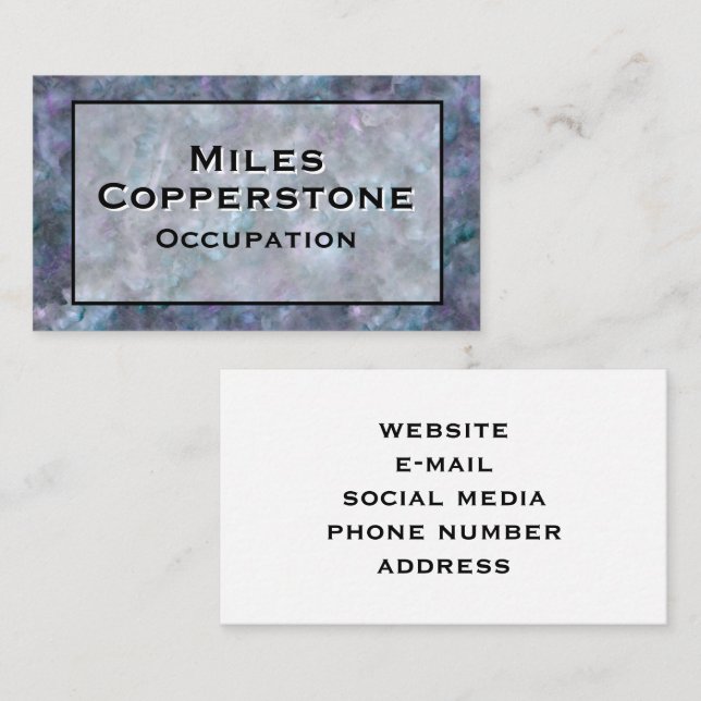 Modern blue purple gray granite marble stone  business card (Front/Back)