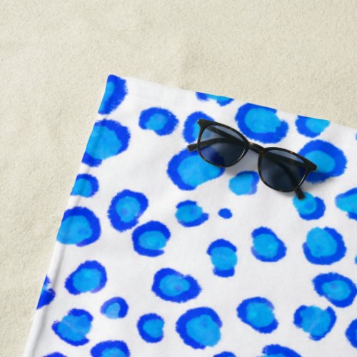 Modern Blue Purple Leopard Animal Print Pattern Beach Towel