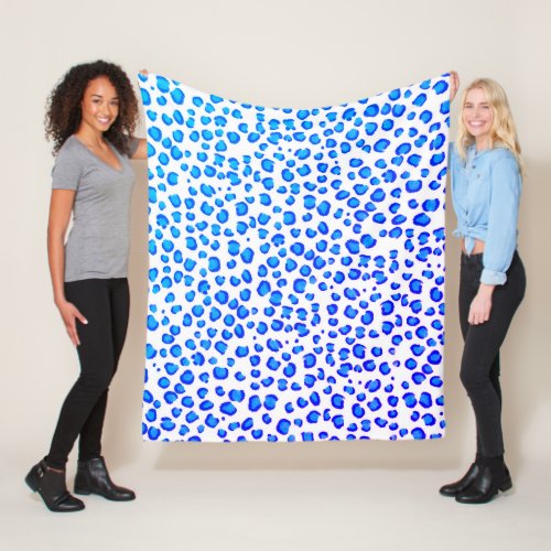 Modern Blue Purple Leopard Animal Print Pattern Fleece Blanket