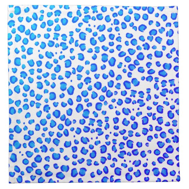 Modern Blue Purple Leopard Pattern Animal Print Cloth Napkin (Front)