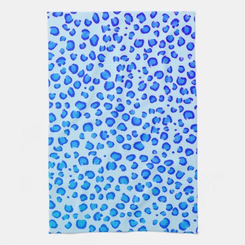 Modern Blue Purple Leopard Pattern Animal Print Kitchen Towel