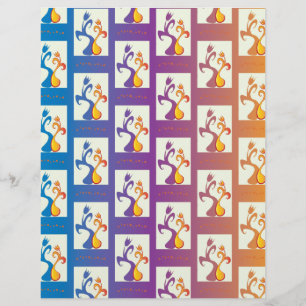 Modern Blue, purple, orange Tulip Couple Floral