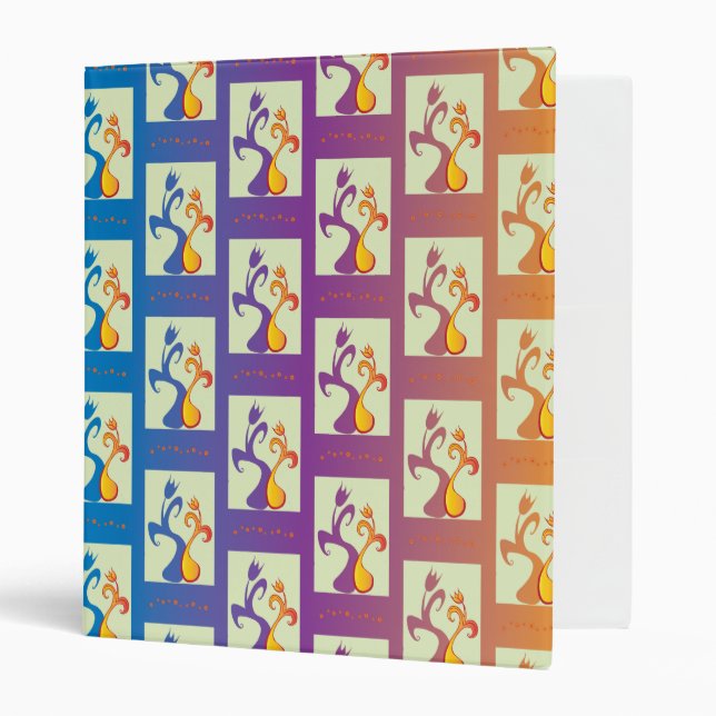 Modern Blue, purple, orange Tulip Couple Floral Binder (Front/Inside)
