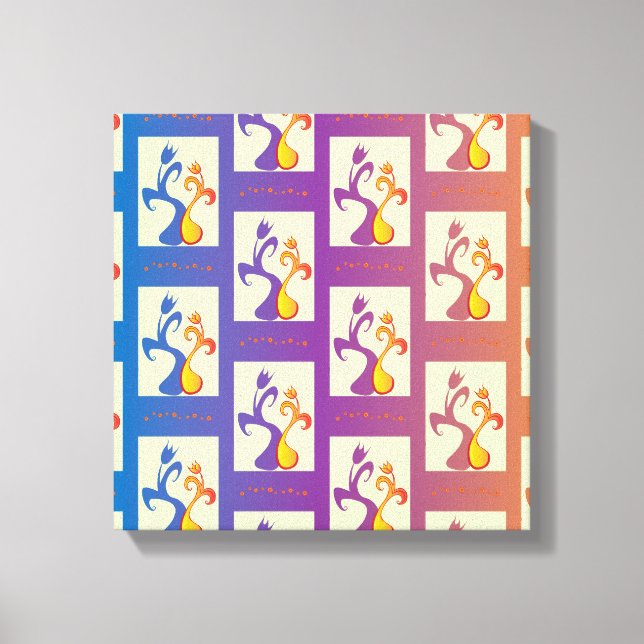 Modern Blue, purple, orange Tulip Couple Floral Canvas Print (Front)