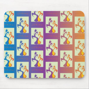 Modern Blue, purple, orange Tulip Couple Floral Mouse Pad