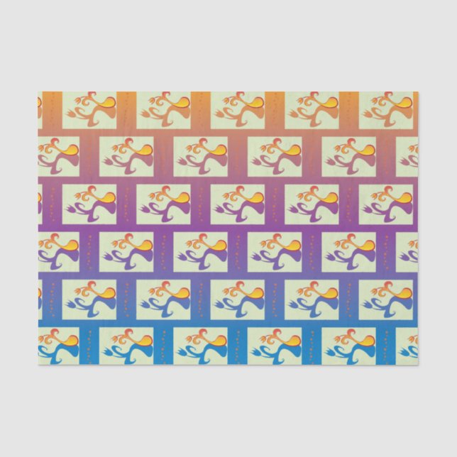 Modern Blue, purple, orange Tulip Couple Floral Tissue Paper (Front)