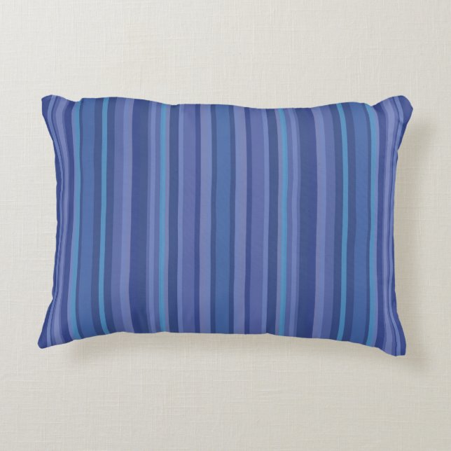 Modern Blue Purple Stripe Accent Pillow (Back)