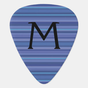Modern Blue Purple Stripe Monogram Guitar Pick