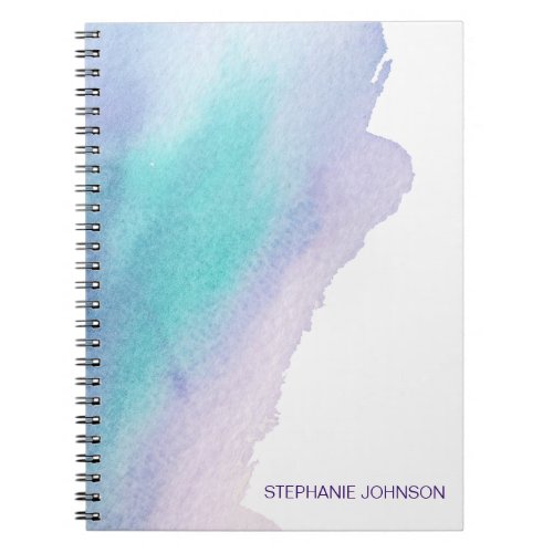 Modern Blue Purple Teal Watercolor Abstract  Notebook