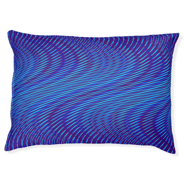 Modern Blue Purple Unique Quirky Pattern Cool Cat  Pet Bed (Front)