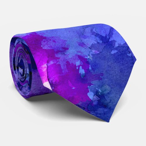 Modern blue purple watercolor brushstrokes tie