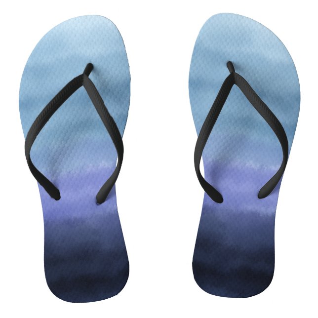 Modern Blue Purple Watercolor Flip Flops (Footbed)