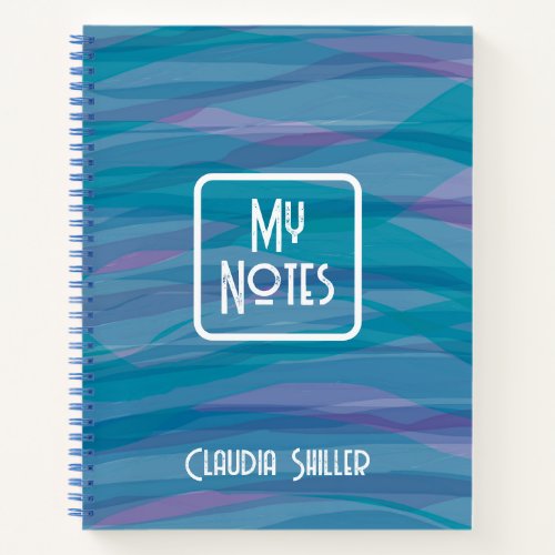 Modern Blue Purple Watercolor Pattern Personalized Notebook