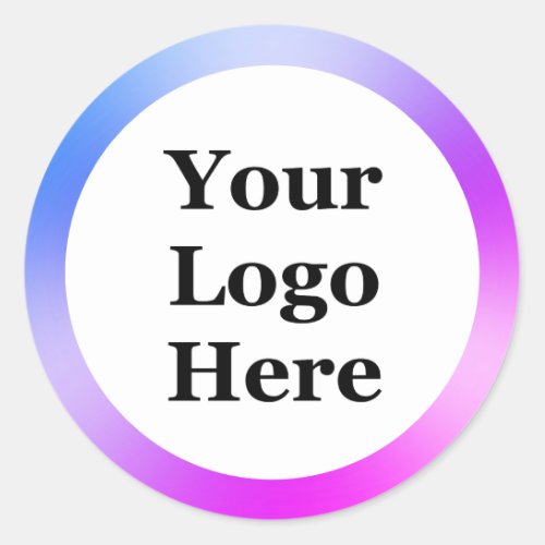 Modern Blue Purple White Gradient Your Logo Here Classic Round Sticker