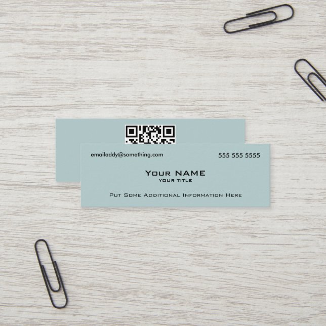 Modern Blue QR Code Mini Business Card (Front/Back In Situ)