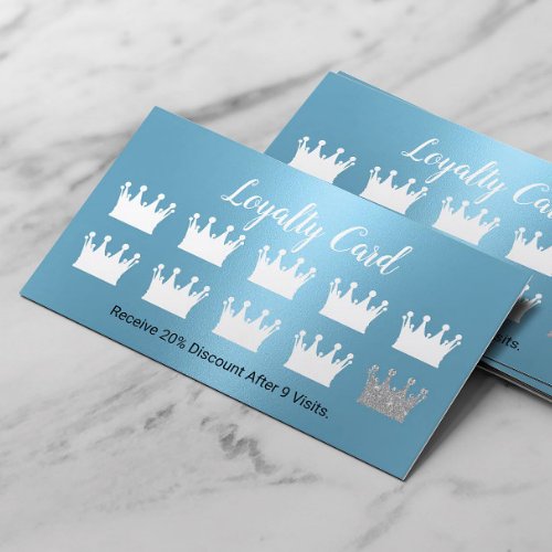 Modern Blue Queen Crowns Beauty Salon Spa Loyalty