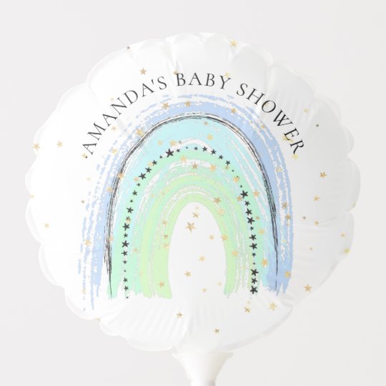 Modern Blue Rainbow Baby Shower Balloon