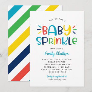 Modern Blue Rainbow Baby Sprinkle Boy Shower Invitation