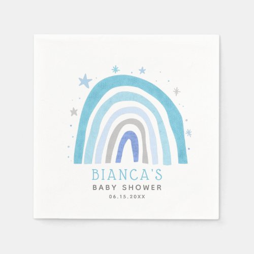 Modern Blue Rainbow Boy Baby Shower  Napkins