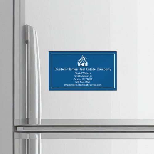 Modern Blue Real Estate Company Home Realtor Business Card Magnet