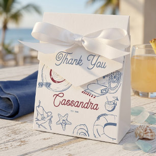 Modern Blue & Red Beach Summer Birthday Favor Boxes