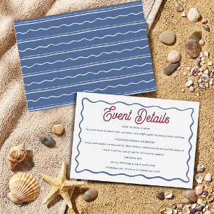 Modern Blue & Red Beach Summer Milestone Birthday Enclosure Card