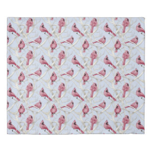 Modern Blue & Red Cardinal Birds Duvet Cover