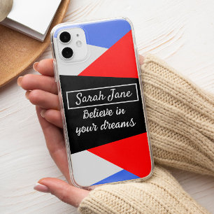 Modern blue red Color block aesthetic Custom name iPhone 11 Pro Case