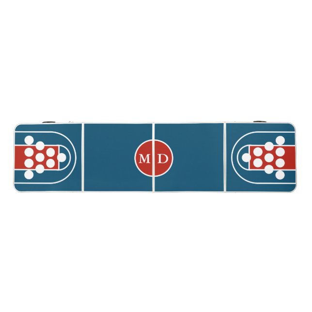 Modern Blue Red Initials Beer Pong Table (Top)