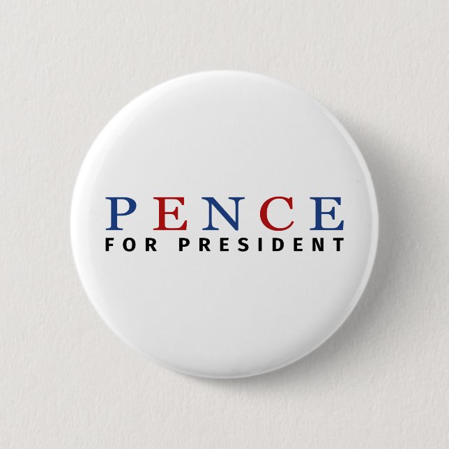 Modern Blue Red Mike Pence for President Button (Front)