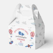 Modern Blue Red Plane How Time Flies 1st Birthday