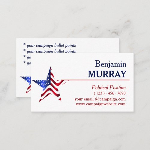 Modern Blue  Red Political Campaign   Business Card