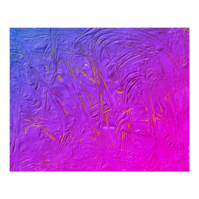 Modern Blue Red Purple Pink Yellow Abstract Art Poster (Front)