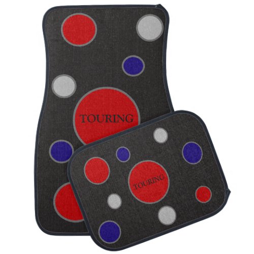 Modern Blue Red Silver Gray Circles Car Floor Mat