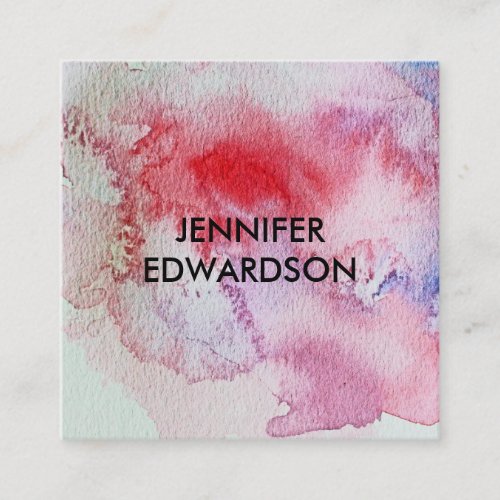 Modern blue red watercolor professional square business card