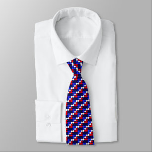 Modern Blue Red White Dotted Pattern on Navy Blue Neck Tie