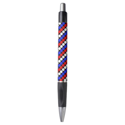 Modern Blue Red White Dotted Stripes Black Ink Pen