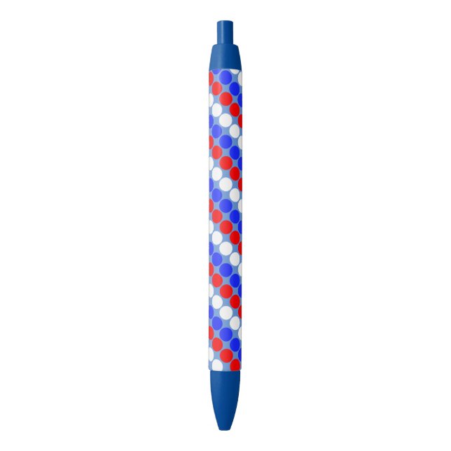 Modern Blue Red White Dotted Stripes on Sky Blue Pen (Front Vertical)