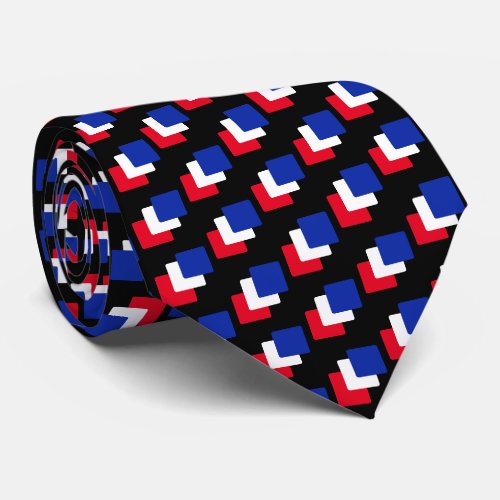 Modern Blue Red  White Squares on Black Neck Tie