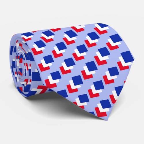 Modern Blue Red  White Squares on Light Blue Neck Tie