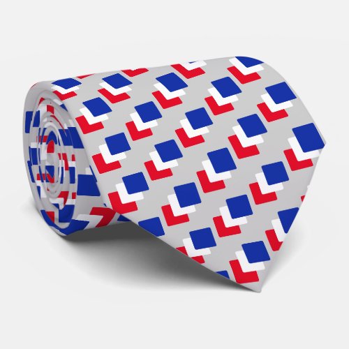 Modern Blue Red  White Squares on Light Gray Neck Tie