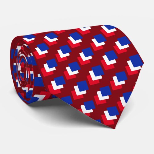 Modern Blue Red  White Squares on Maroon Neck Tie