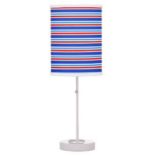 Modern blue red white striped kids lamp