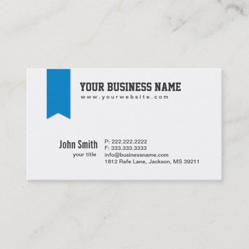 Modern Blue Ribbon Header Business Card