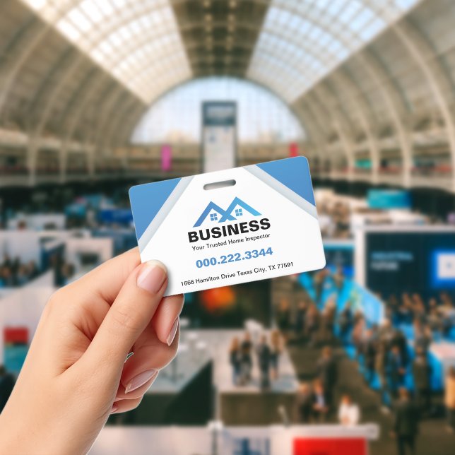 Modern Blue Roof House Logo Real Estate Badge (Conference)