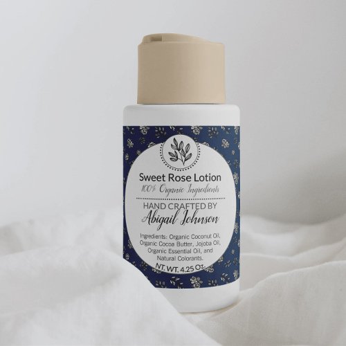 Modern Blue Rose  Leaves Bath  Body  Candle Square Sticker