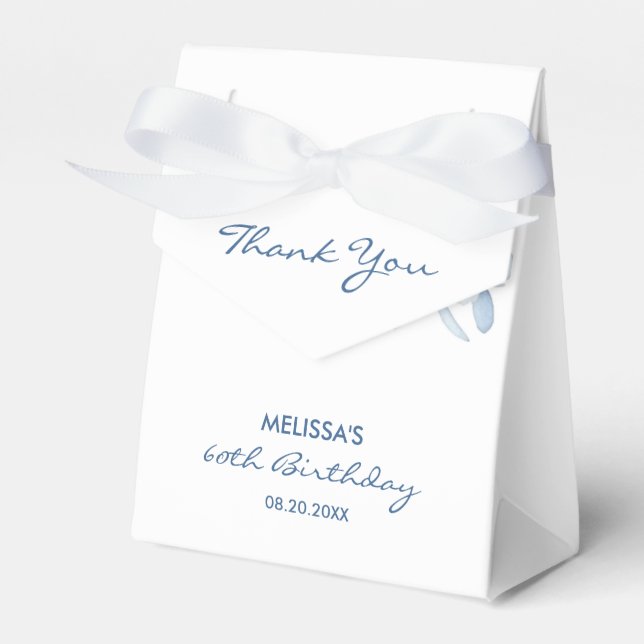 Modern Blue Roses Floral Greenery Birthday  Favor Boxes (Front Side)