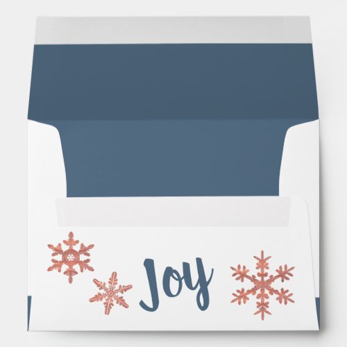 Modern Blue Rustic Snowflake Chic Christmas Joy Envelope