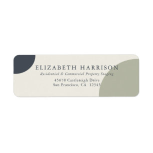 Modern Blue Sage Green Circles Return Address Label