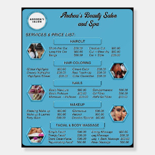 Modern Blue Salon & Spa Services Menu Price List Foam Board